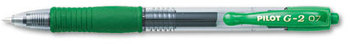 Pilot® G2 Premium Retractable Gel Ink Pen,  Refillable, Green Ink, .7mm, Dozen
