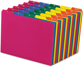 Pendaflex® Poly Top Tab File Guides 1/5-Cut 1 to 30-31, 8.5 x 11, Assorted Colors, 31/Set