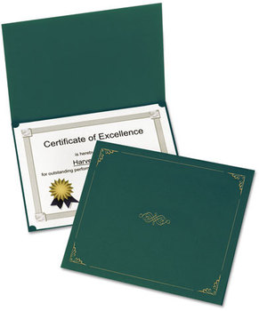 Oxford® Certificate Holder,  11 1/4 x 8 3/4, Green, 5/Pack