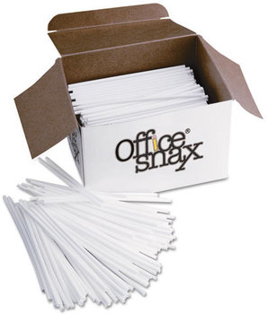 Office Snax® Plastic Stir Sticks,  5", Plastic, White, 1000/Box