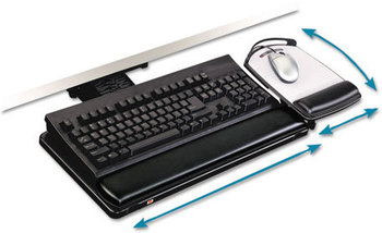 3M Knob Adjust Keyboard Tray with Highly Adjustable Platform,  Black