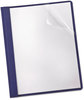 A Picture of product OXF-53343 Oxford® Clear Front Linen Report Cover,  3 Fasteners, Letter, Navy, 25/Box