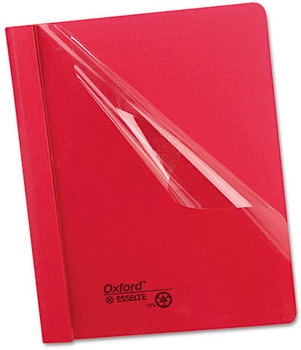 Oxford® Clear Front Standard Grade Report Cover,  3 Fasteners, Letter, 1/2" Capacity, Red, 25/Box