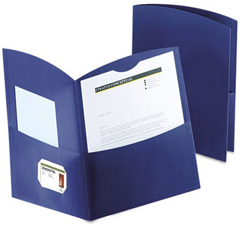Oxford® Contour Twin-Pocket Folders,  100-Sheet Capacity, Dark Blue