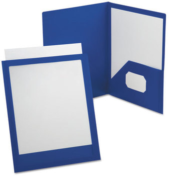 Oxford® ViewFolio™ Poly Twin-Pocket Folders,  50-Sheet Capacity, Blue/Clear