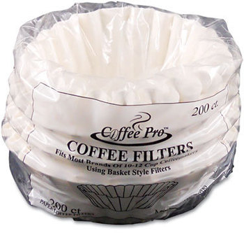 Coffee Pro Basket Style Coffee Filters,  10 to 12-Cups, White, 200 Filters/Pack