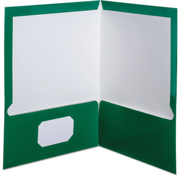 Oxford® Laminated Twin Pocket Folders,  100-Sheet Capacity, Green, 25/Box
