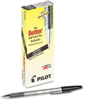 Pilot® Better™ Ball Point Stick Pen,  Black Ink, .7mm, Dozen