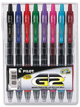 Pilot® G2 Premium Retractable Gel Ink Pen Set,  Assorted Ink, .7mm, 8/Set