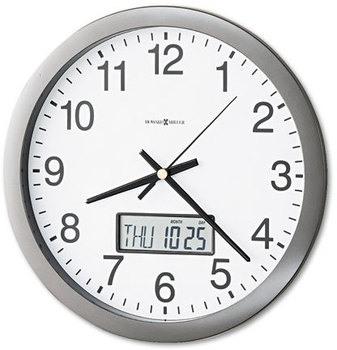 Howard Miller® Chronicle Wall Clock with LCD Inset,  14", Gray