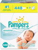A Picture of product PGC-19513 Pampers® Sensitive Baby Wipes,  White, Cotton, Unscented, 448/Carton
