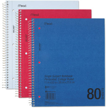Mead® DuraPress® Cover Notebook,  College Rule, 8 1/2 x 11, White, 80 Sheets