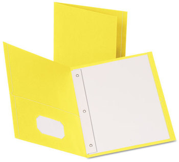 Oxford® Twin-Pocket Folder with Prong Fasteners,  Letter, 1/2" Capacity, Yellow, 25/Box