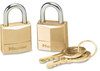 A Picture of product MLK-120T Master Lock® Twin Brass 3-Pin Tumbler Lock,  3/4" Wide, 2 Locks & 2 Keys, 2/Pack