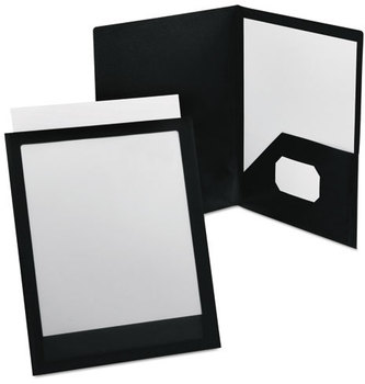 Oxford® ViewFolio™ Poly Twin-Pocket Folders,  50-Sheet Capacity, Black/Clear