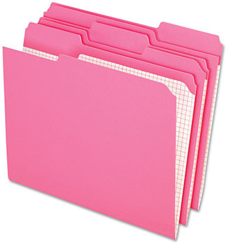 Pendaflex® Double-Ply Reinforced Top Tab Colored File Folders,  1/3 Cut, Letter, Pink, 100/Box
