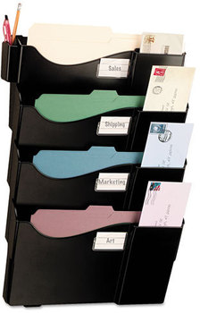 Officemate Grande Central Filing System,  Four Pockets, 16 5/8 x 4 3/4 x 23 1/4, Black