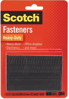 Scotch® Heavy Duty Fasteners & All-Weather Fasteners,  1" x 3", two sets, Black