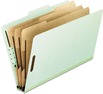 Pendaflex® Four-, Six-, and Eight-Section Pressboard Classification Folders 3" Expansion, 3 Dividers, 8 Fasteners, Letter Size, Green Exterior, 10/Box