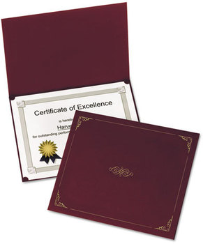 Oxford® Certificate Holder,  11 1/4 x 8 3/4, Burgundy, 5/Pack