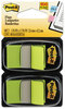 A Picture of product MMM-680BG2 Post-it® Flags Assorted Color 1" Flag Refills Standard Page in Dispenser, Bright Green, 50 Flags/Dispenser, 2 Dispensers/Pack