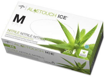 Medline Aloetouch® Ice Nitrile Gloves,  Medium, Green, 200/Box