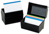 A Picture of product OXF-01581 Oxford® Plastic Index Card File,  500 Capacity, 8 5/8w x 6 3/8d, Black