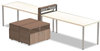 A Picture of product MLN-EZPW3C001 Mayline® e5 Series Two-Person Workstation,  123-1/2w x 73d x 29-1/2h, Summer Suede/Cocoa