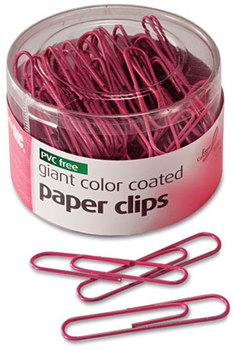 Officemate Pink Coated Paper Clips,  PVC-Free Plastic Coated Wire, Jumbo, Pink, 80/Pack