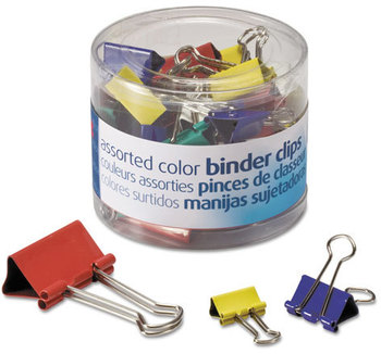 Officemate Assorted Colors Binder Clips,  Metal, Assorted Colors/Sizes, 30/Pack