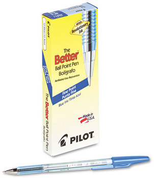 Pilot® Better™ Ball Point Stick Pen,  Blue Ink, .7mm, Dozen