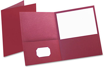 Oxford® Twin-Pocket Folder,  Embossed Leather Grain Paper, Burgundy