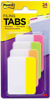 Post-It® Tabs Solid Color 1/5-Cut, Assorted Bright Colors, 2" Wide, 24/Pack