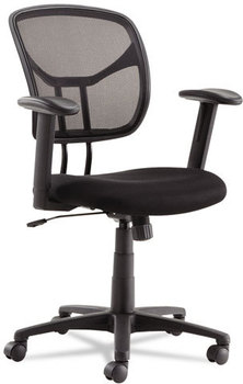 OIF Swivel/Tilt Mesh Task Chair with Adjustable Arms,  Height Adjustable T-Bar Arms, Black/Chrome
