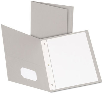 Oxford® Twin-Pocket Folder with Prong Fasteners,  Letter, 1/2" Capacity, Gray, 25/Box