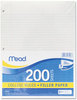 A Picture of product MEA-17208 Mead® Filler Paper,  15lb, College Rule, 11 x 8 1/2, White, 200 Sheets