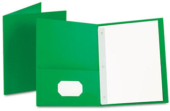 Oxford® Twin-Pocket Folder with Prong Fasteners,  Letter, 1/2" Capacity, Green, 25/Box