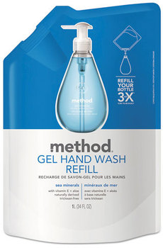 Method® Gel Hand Wash Refill,  Sea Minerals, 34 oz Pouch, 6/Carton