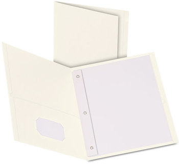 Oxford® Twin-Pocket Folder with Prong Fasteners,  Letter, 1/2" Capacity, White, 25/Box