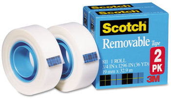 Scotch® Removable Tape,  3/4" x 1296", 1" Core, 2/Pack