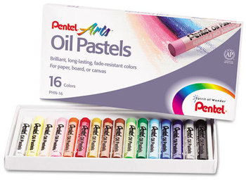 Pentel® Oil Pastel Set With Carrying Case, 16-Color Set, Assorted, 16/Set