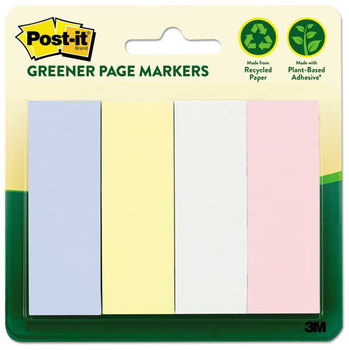 Post-it® Greener Page Markers Page Markers,  Pastel, 50 Strips/Pad, 4 Pads/Pack