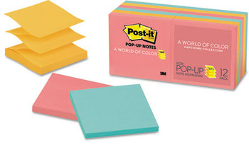 Post-it® Pop-up Notes Original Pop-up Refills,  3 x 3, Cape Town, 100/Pad, 12 Pads/Pack