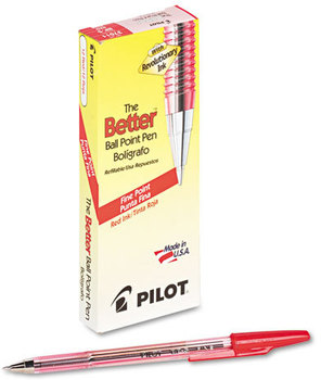Pilot® Better™ Ball Point Stick Pen,  Red Ink, .7mm, Dozen
