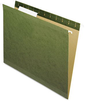 Pendaflex® Reinforced Hanging File Folders with Printable Tab Inserts, Letter Size, 1/3-Cut Tabs, Standard Green, 25/Box