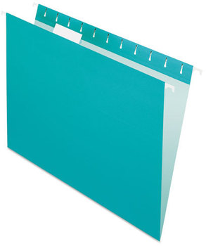 Pendaflex® Essentials™ Colored Hanging Folders,  1/5 Tab, Letter, Aqua, 25/Box