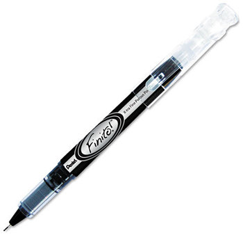 Pentel® Finito!™ Porous Point Pen,  .4mm, Black/Silver Barrel, Black Ink