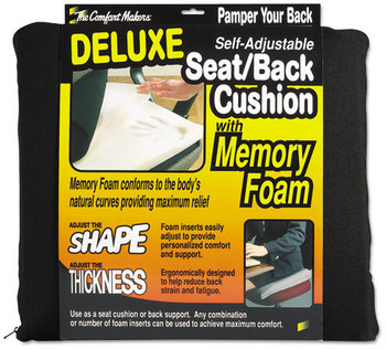 Master Caster® The ComfortMakers® Seat/Back Cushion,  17w x 2 3/4d x 17 1/2h, Black