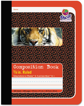 Pacon® Composition Book,  5/8" Ruling, 9-3/4 x 7-1/2, 100 Sheets