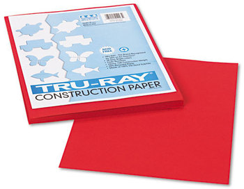 Pacon® Tru-Ray® Construction Paper,  76 lbs., 9 x 12, Holiday Red, 50 Sheets/Pack